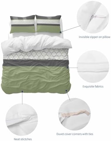 ZOE GARDEN Sage Green Duvet Cover Set 3 Piece