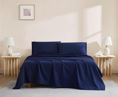 Linen Closet Luxury Cotton 3-Piece Sheet Set Twin Navy 1