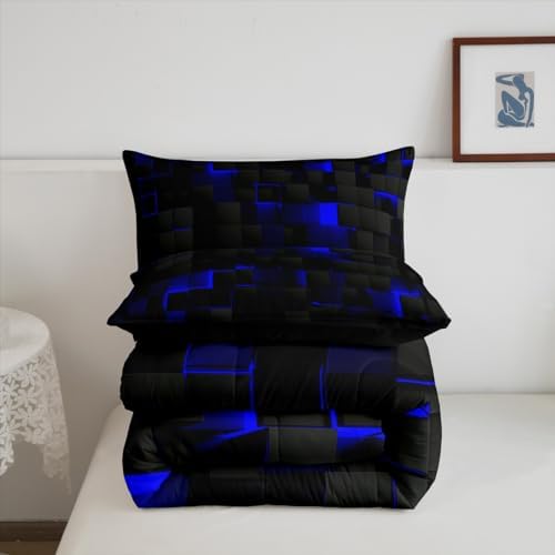 Erosebridal Queen Size Comforter Set Neon Geometric Check