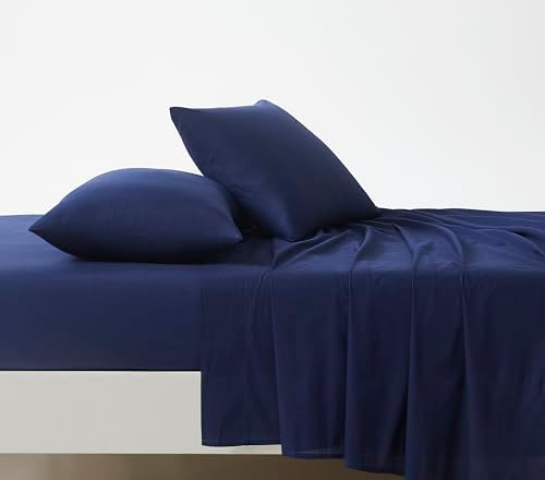 Linen Closet Luxury Cotton 3-Piece Sheet Set Twin Navy 1