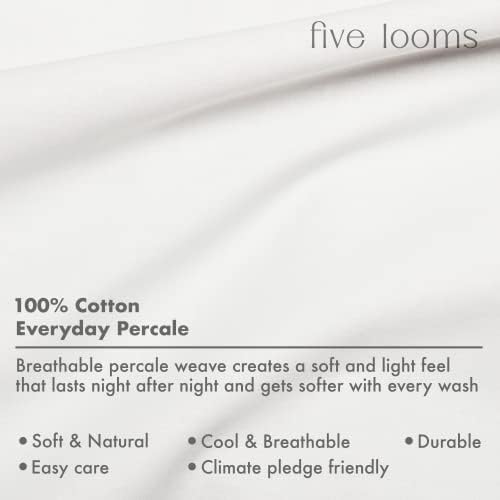 Five Looms 4 Piece Percale Cotton Sheet Set Full Size White