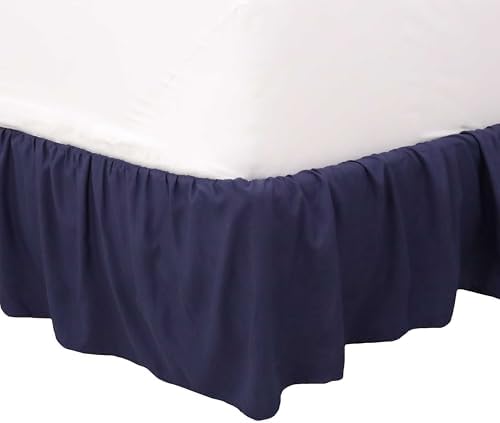 Martex Navy Full Ruffle Bed Skirt 15 Inch Drop