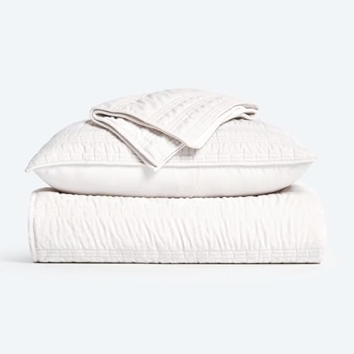 EVERGRACE Velvet Quilt Set Queen Size Ivory White 1