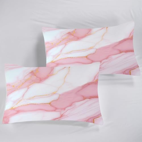Marble Comforter Set King Size Pale Pink Chic Gold