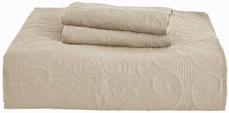 CHIXIN California King Quilt Set - Damask Paisley Coverlet with Ultrasonic Quilting