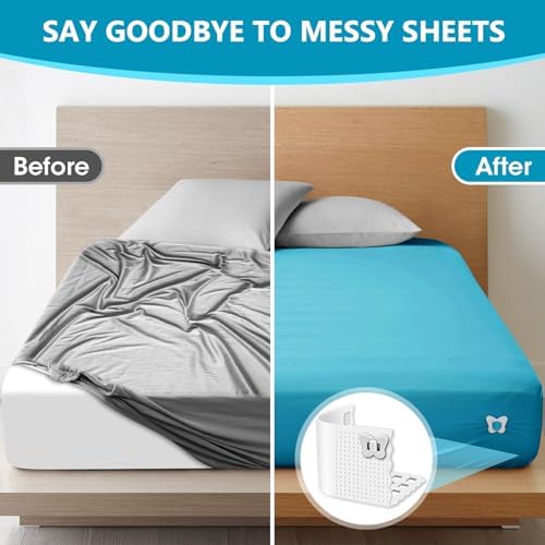 Adjustable Bed Sheet Holder with Patent Lock White