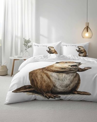 Happy Groundhog Day Duvet Cover Queen Set 3 Piece
