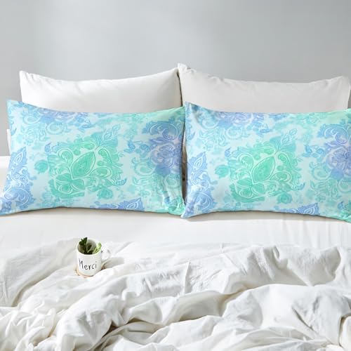 Erosebridal Boho Duvet Cover Set Teal Blue Green