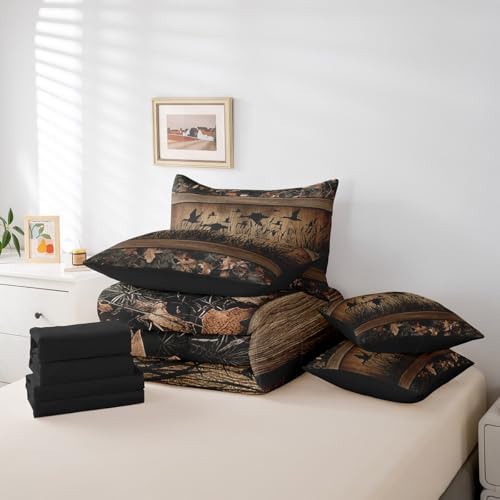 Erosebridal 7 Piece Camo Mallard Duck Comforter Set for Kids Adults