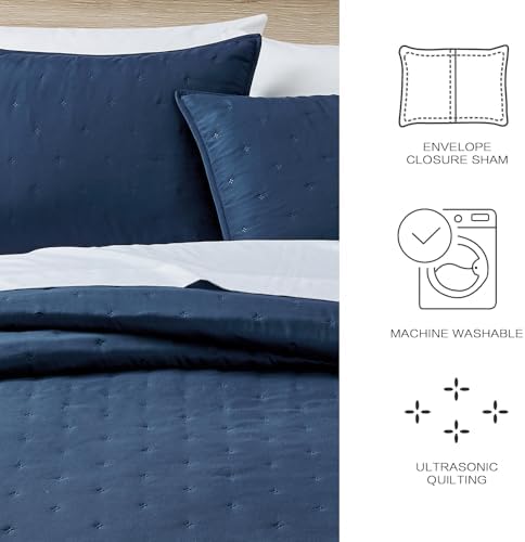 BOURINA Ultrasonic 3-Piece KingCK Quilt Set - Navy