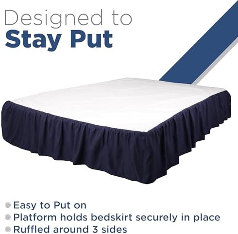 Martex Navy Full Ruffle Bed Skirt 15 Inch Drop
