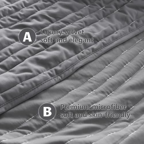 KASENTEX Velvet Quilt Set 3 Piece Oversize King 1