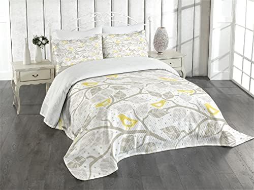 Lunarable Grey Bedspread Set Queen Size 3 Piece