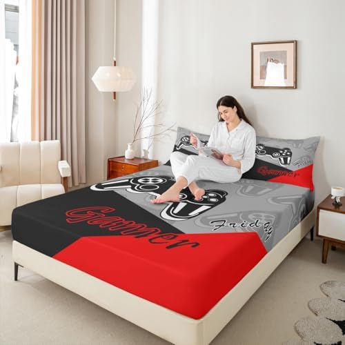 Feelyou Kids Gamer Bed Sheet Set Red Black King