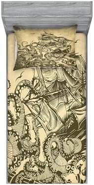 Ambesonne Nautical Sheet Pillow Sham Set Yellow Olive