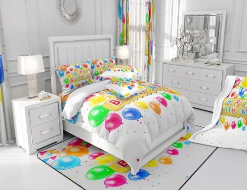 jejeloiu Happy Birthday Balloon Print Sheet Set