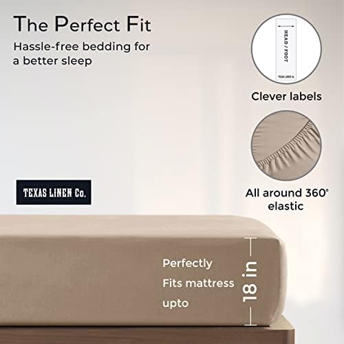 Texas Linen Co Luxury Egyptian Cotton Twin XL Sheet Set - Beige