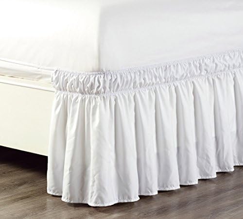 Grand Linen Wrap Around 21 Inch White Ruffled Bed Skirt