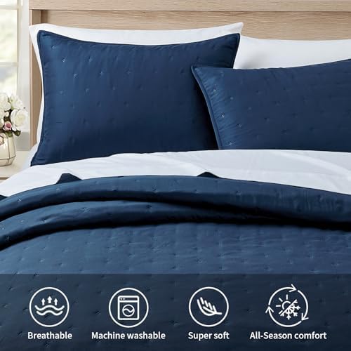 BOURINA Ultrasonic 3-Piece KingCK Quilt Set - Navy