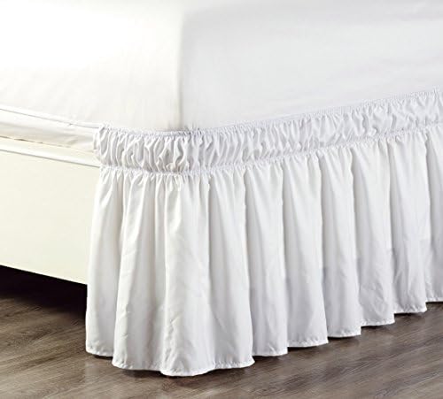 Grand Linen Fall White Ruffled Elastic Bed Skirt 1