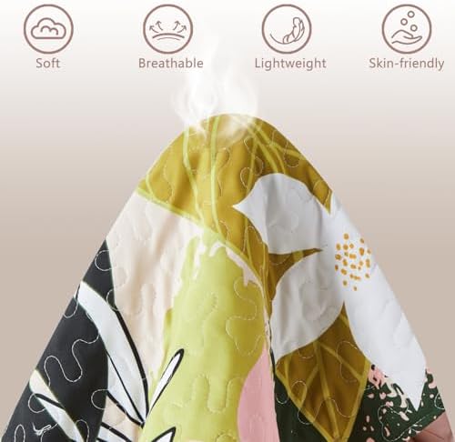 Yogeneg King Quilt Bedding Set Elegant Botanical Pattern