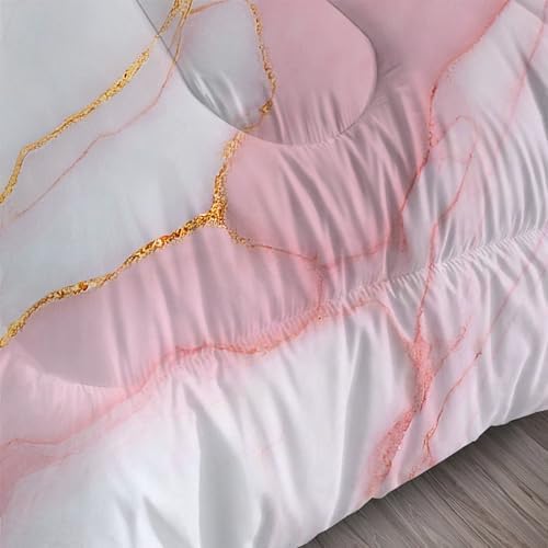 Marble Comforter Set King Size Pale Pink Chic Gold