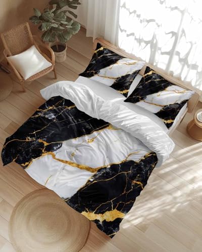 ZOE GARDEN Black Marble Duvet Cover Set 3 Pieces
