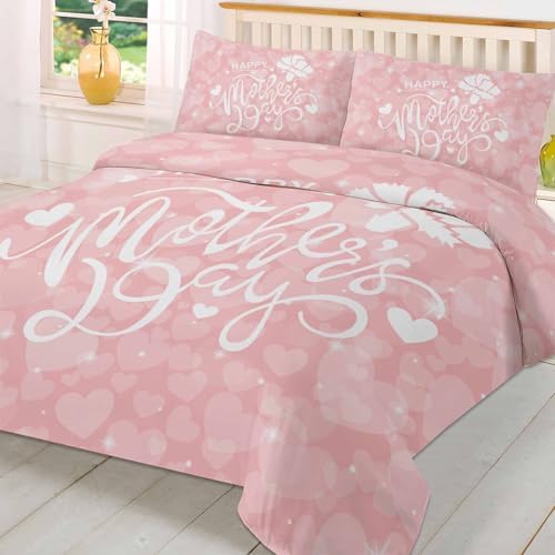 Happy Mothers Day Duvet Cover Twin Size Soft Microfiber Set