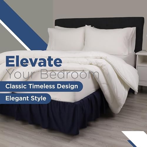 Martex Navy Full Ruffle Bed Skirt 15 Inch Drop