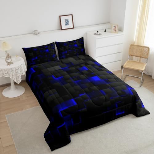 Erosebridal Queen Size Comforter Set Neon Geometric Check