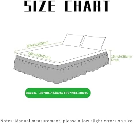 Reidio Elastic Wrap Around Bed Skirt 15 Inch Drop
