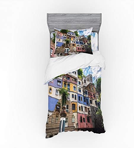Ambesonne Duvet Cover Set with Hundertwasser House Print