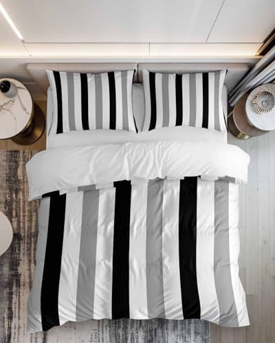 ZOE GARDEN Grey Black Duvet Cover Queen Set 3 Piece