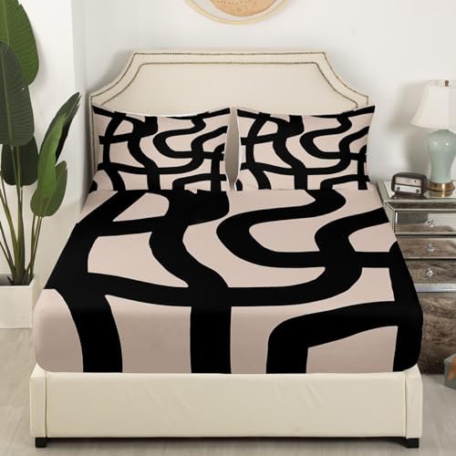Jejeloiu Modern Geometric Bed Sheet Set King Size