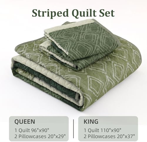 Cottolester Green Quilt Set Queen Size with 2 Pillow Shams
