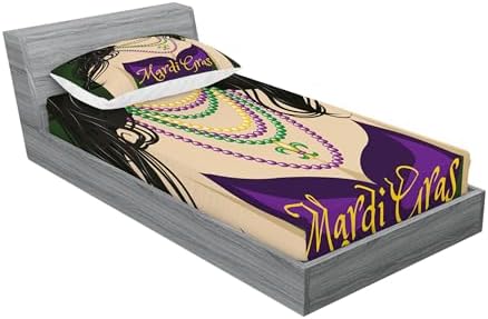 Ambesonne Mardi Gras Sheet Pillow Sham Set Multicolor