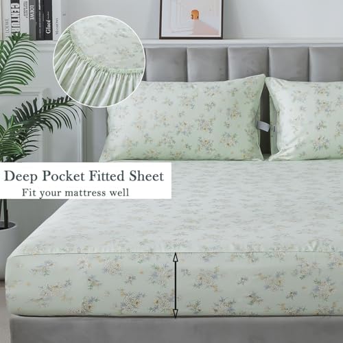FADFAY Twin XL Floral Bed Sheet Set 4Pc