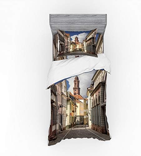 Ambesonne European Duvet Cover Set with Medieval Panorama Print