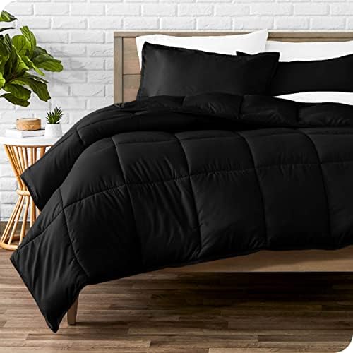 Bare Home Comforter Set with Bed Skirt Bundle King Black