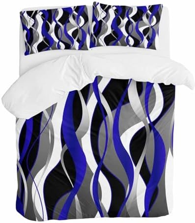 ZOE GARDEN Blue Stripe Queen Duvet Cover Set