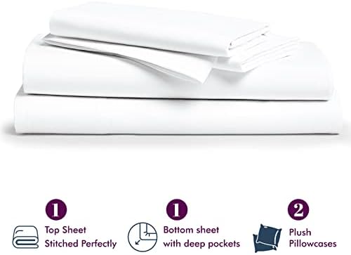 XOOX Linen California King Sheets Set - 4 PC 100 Cotton 500 TC
