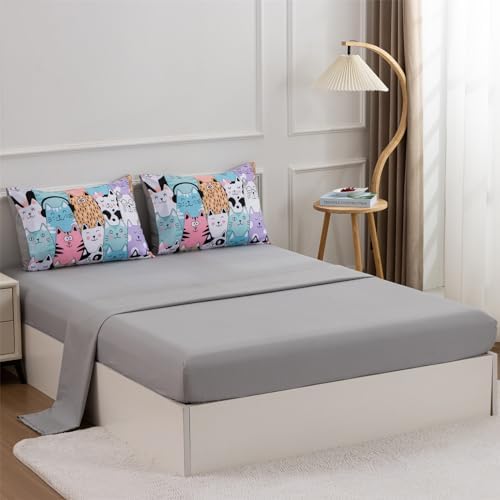 A Nice Night - Kids Boys Cartoon Cats Bedding Set 5Pcs