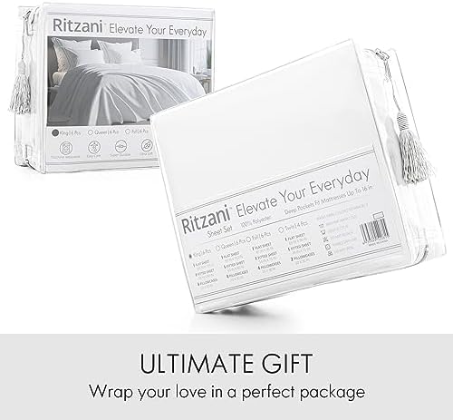 RITZANI King Size Sheet Set - 6 Piece Deep Pocket Luxury Bedding