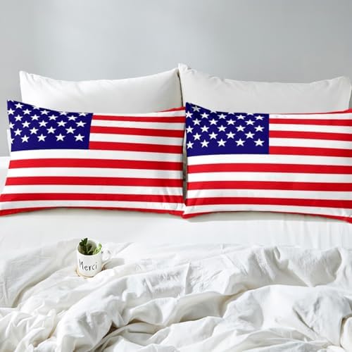 Feelyou 3D Printed American Flag King Sheet Set