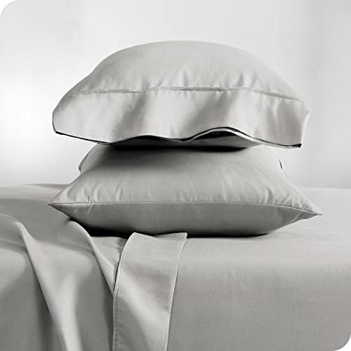 Bare Home Comforter Set with Pillowcase Bundle King Light Grey
