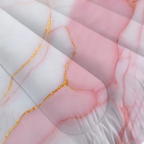 Marble Comforter Set King Size Pale Pink Chic Gold