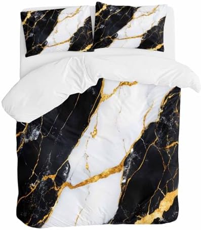 ZOE GARDEN Black Marble Duvet Cover Set 3 Pieces