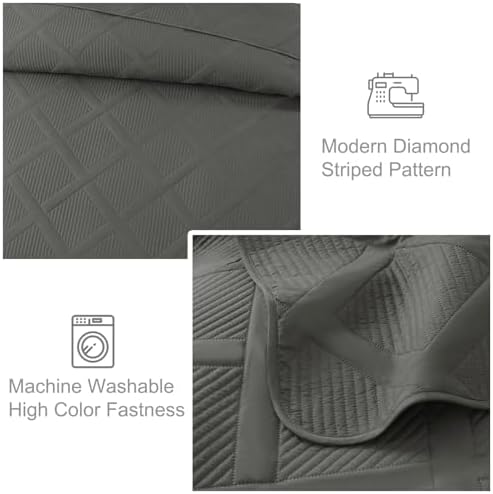 Exclusivo Mezcla Cal King Quilt Set Modern Striped 3 Piece