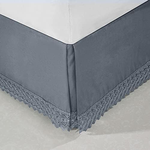 Elegant Comfort Narina Collection Lace Bed Skirt 15inch Drop Cali King Gray