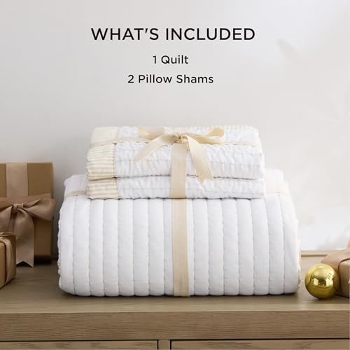 Bedsure King Quilt Set - Lightweight Microfiber Corduroy Mix
